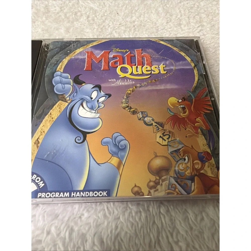 Disney MathQuest With Aladdin 1997 PC CD ROM Game WIN MAC Kids CIB Manual